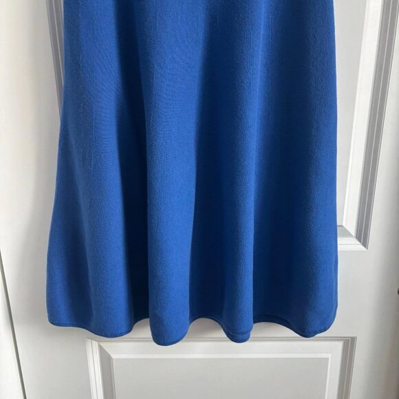 Talbots Scalloped Knit Sweater Dress Sz M Cobalt Blue Fit & Flare Modest A Line - Picture 8 of 10